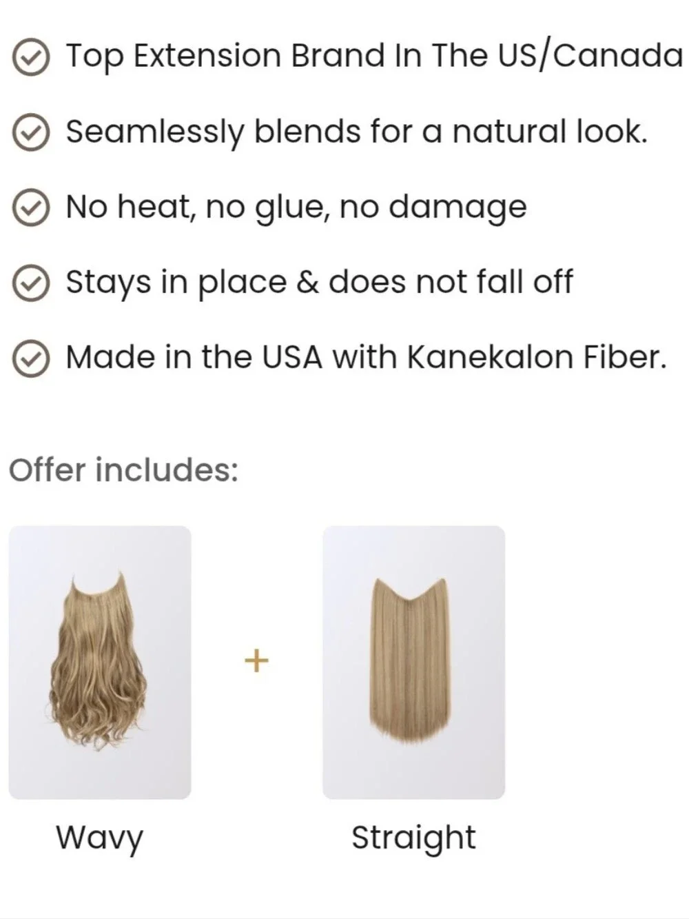 2 Sand Blonde Wavy + Straight Halo Hairpieces
